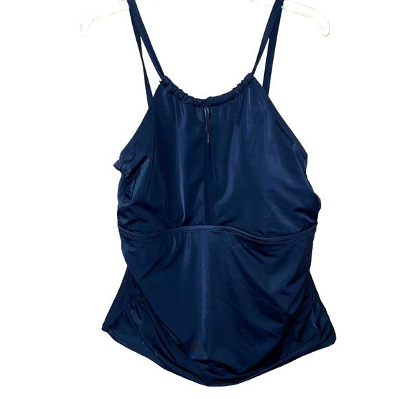 Project Runway Swimsuit Top Womens 1X Tankini Swim Slimming Black Wirefree - Picture 1 of 8